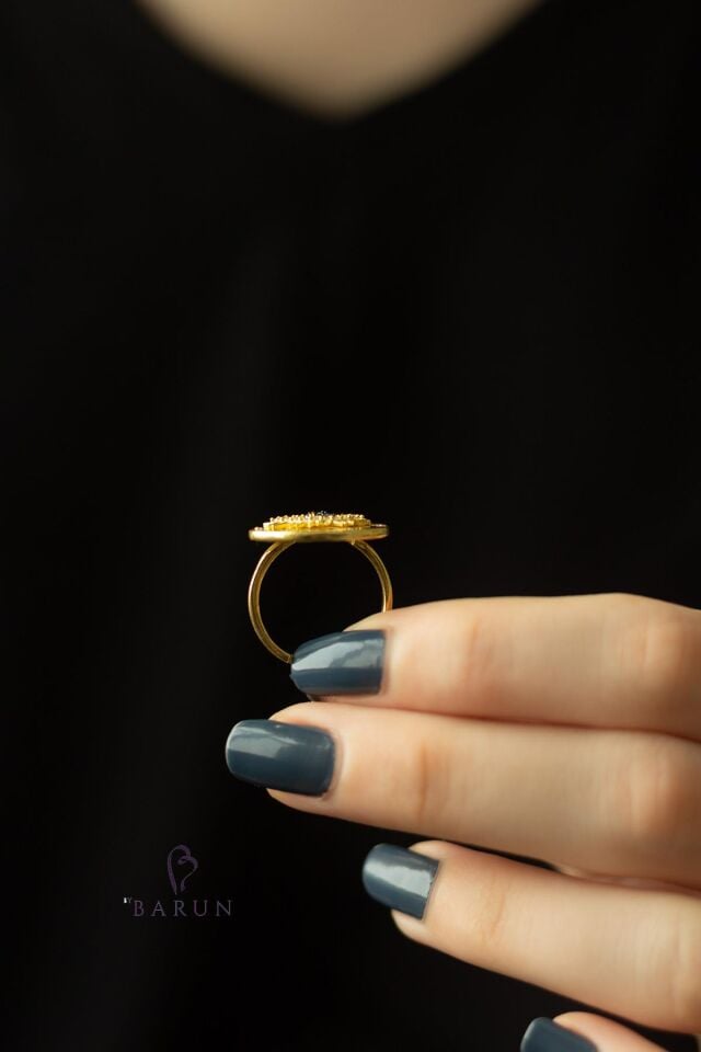 Göz Nazar  Plaka Model 925 Ayar Ayarlanabilir Gümüş Yüzük