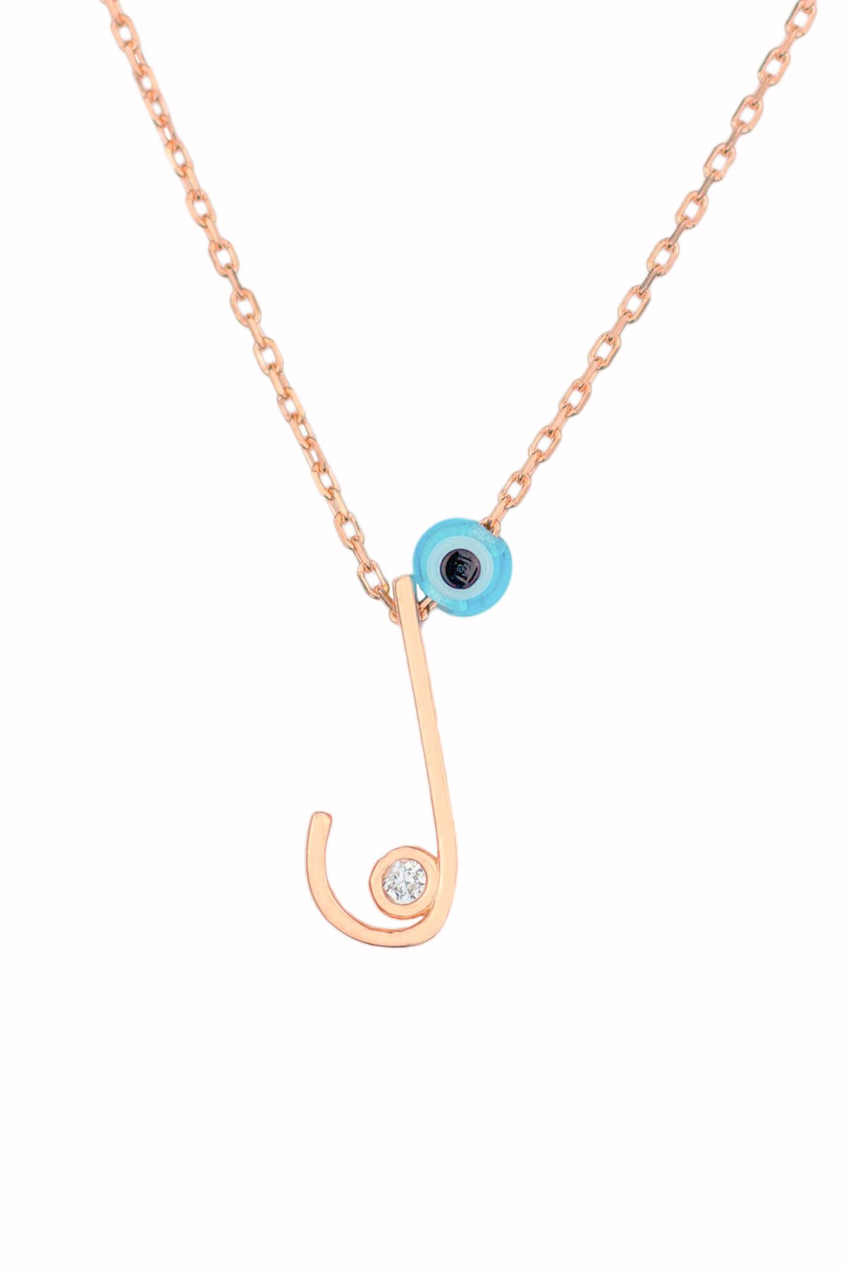 Harf Kolye 925 Ayar J Harfi Gümüş Kolye - Rose