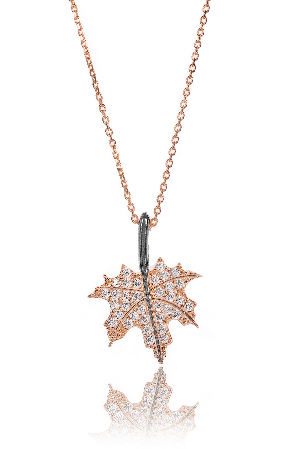 Yaprak Desenli Kolye - Rose