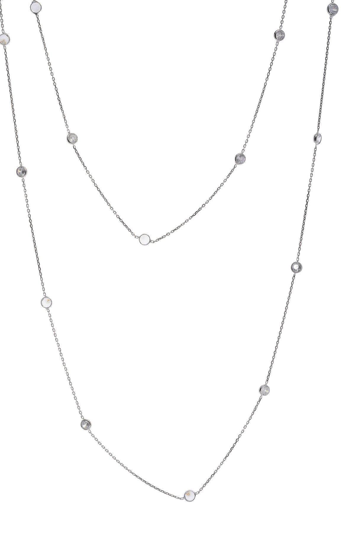 Çok Taşlı Kolye - Gümüş Rengi