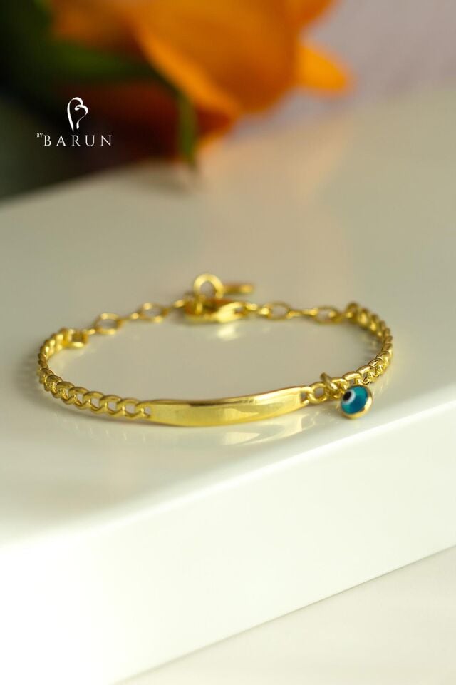 925 Ayar Gümüş Göz Nazar Bebek Kız Çocuk Erkek Çocuk Künye Bileklik