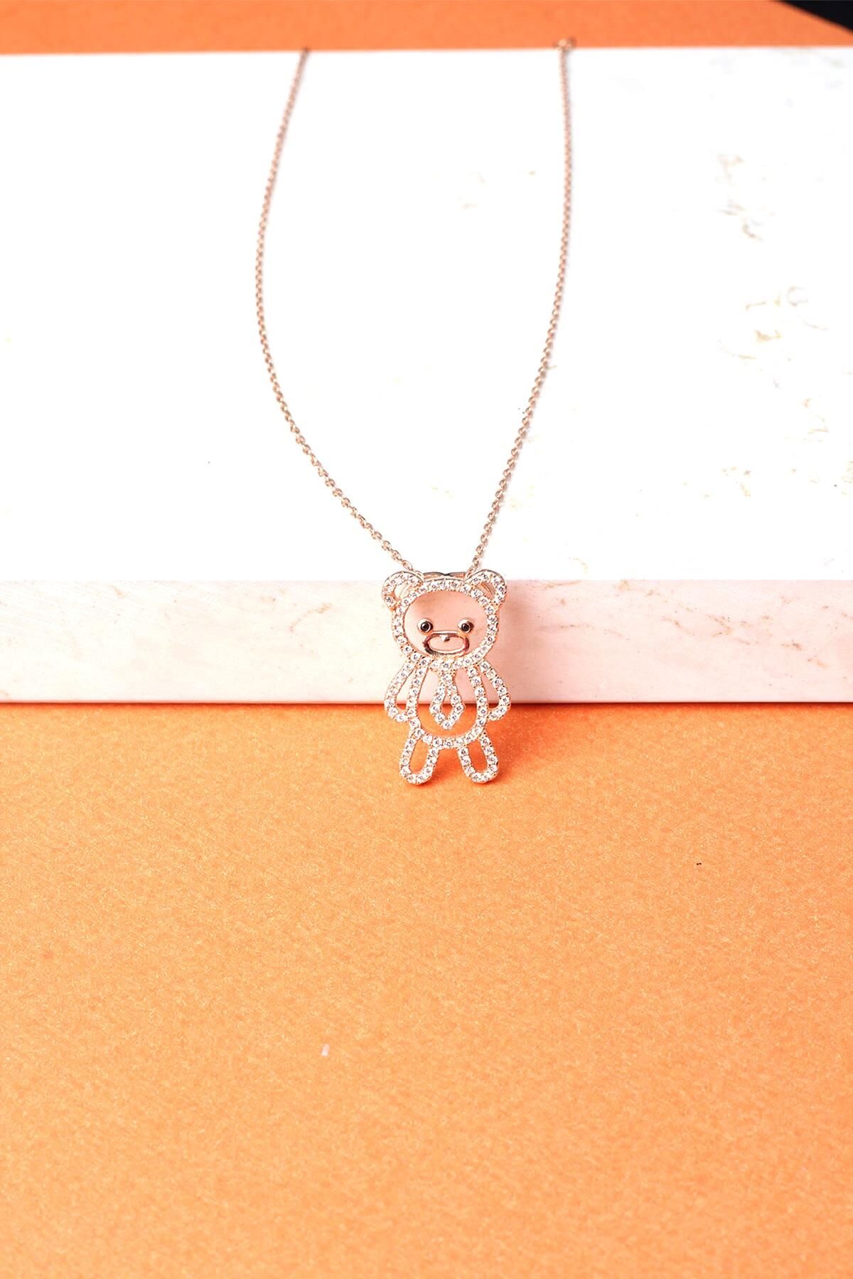 Ayıcık Model Zirkon Taşlı 925 Ayar Gümüş Kolye