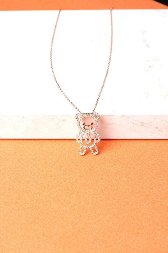 Ayıcık Model Zirkon Taşlı 925 Ayar Gümüş Kolye