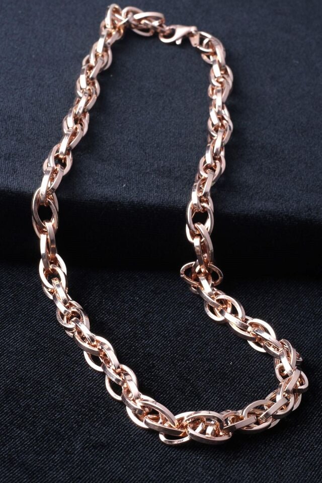 Kalın Zincir Yuvarlak Halka Oval Model 925 Ayar Gümüş Kolye