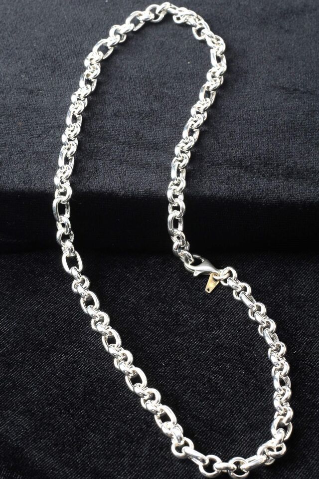 Kalın Zincir Yuvarlak Model Oval 925 Ayar Gümüş Kolye