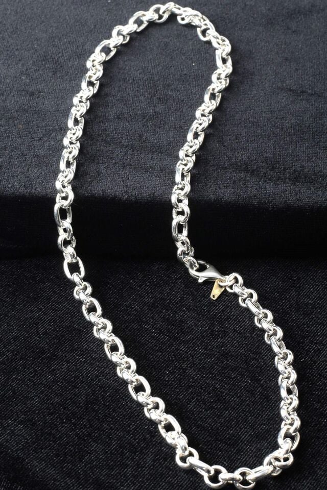 Kalın Zincir Yuvarlak Model Oval 925 Ayar Gümüş Kolye