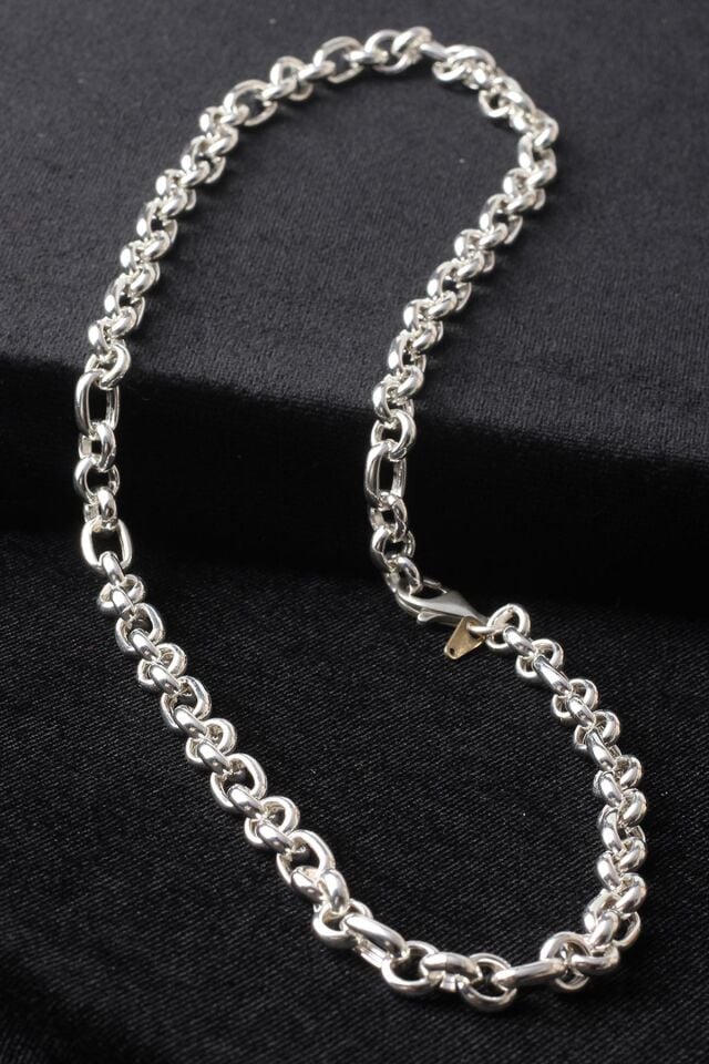 Kalın Zincir Yuvarlak Model Oval 925 Ayar Gümüş Kolye