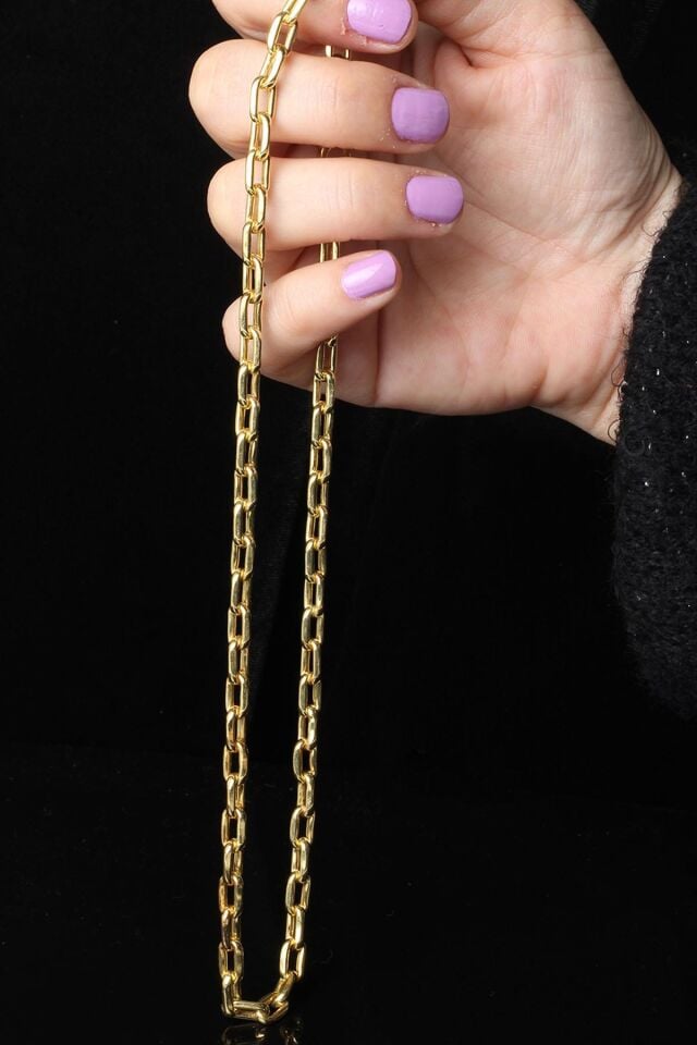 Kalın Zincir Yuvarlak Oval Model 925 Ayar Gümüş Kolye