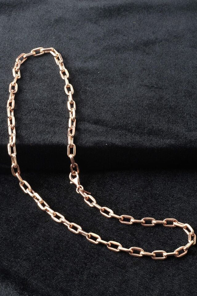 Kalın Zincir Yuvarlak Oval Model 925 Ayar Gümüş Kolye