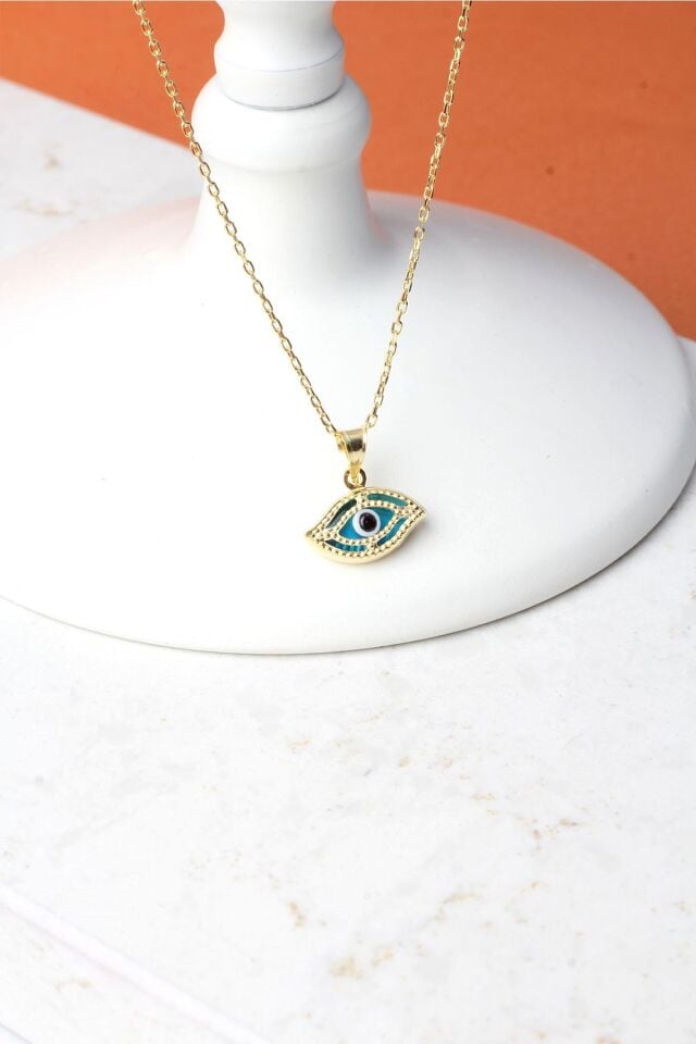 Nazar Boncuklu Mavi Göz Gümüş 925 Ayar Kolye