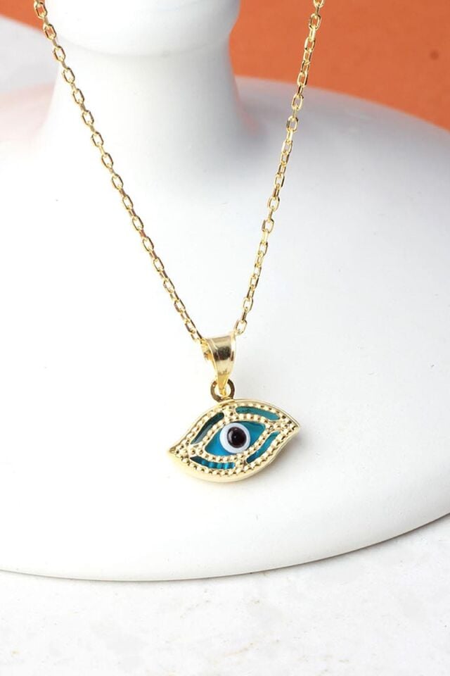 Nazar Boncuklu Mavi Göz Gümüş 925 Ayar Kolye