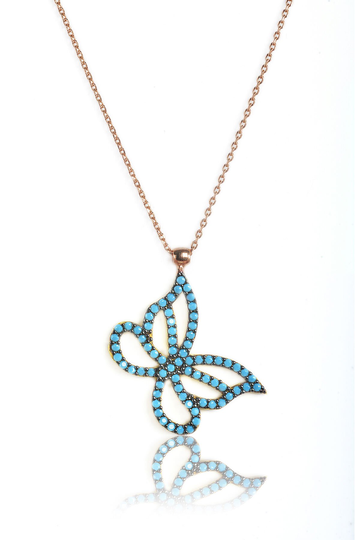 Firuze Kelebek Kolye - Rose