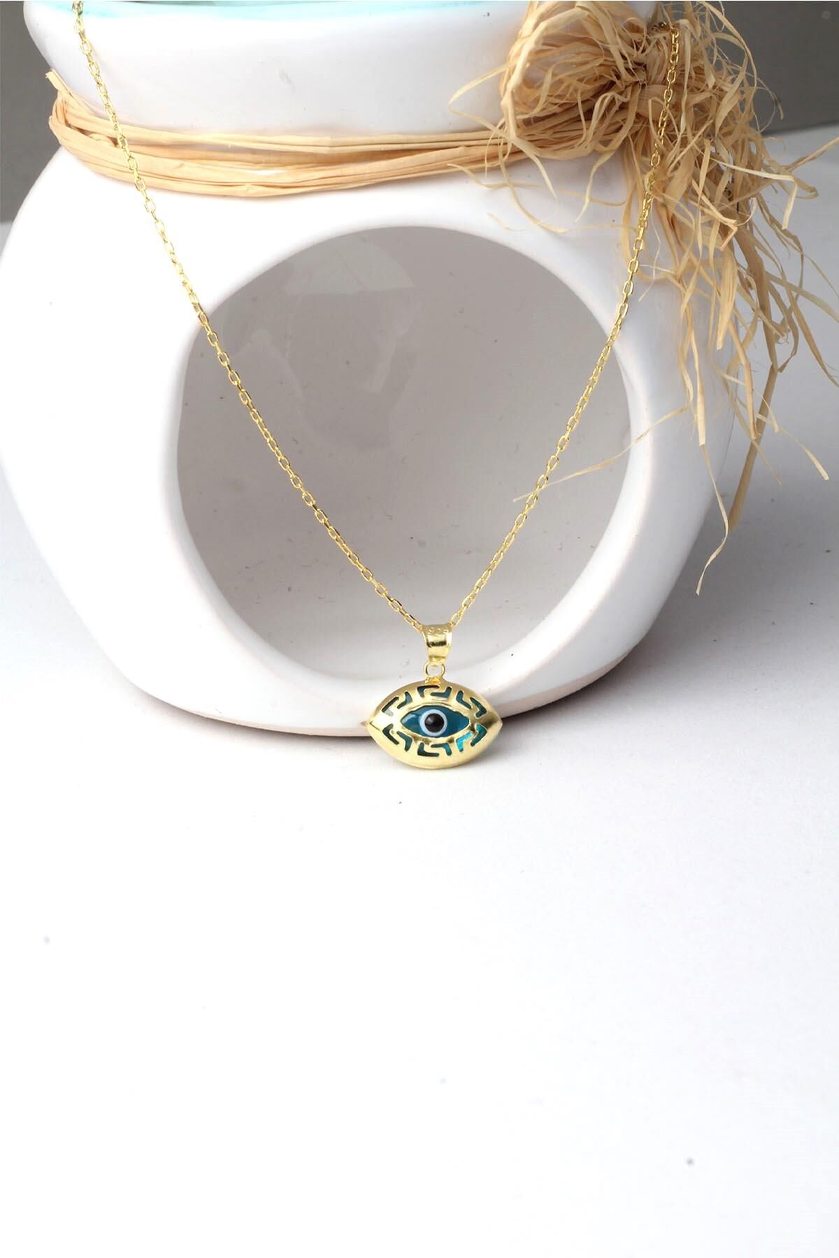 Nazar Boncuğu Mavi Göz Model 925 Ayar Gümüş Kolye