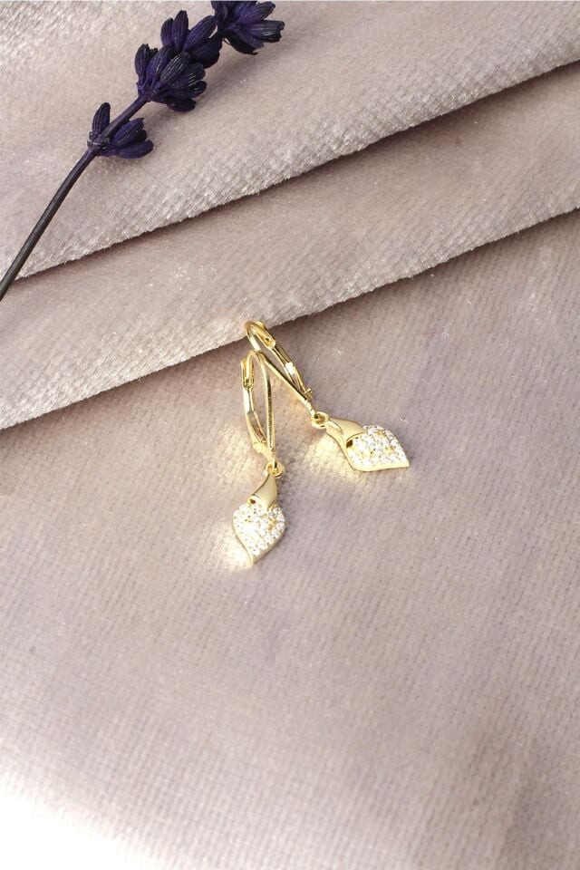 Zirkon Taşlı Damla Model  Halka 925 Ayar Gümüş Küpe