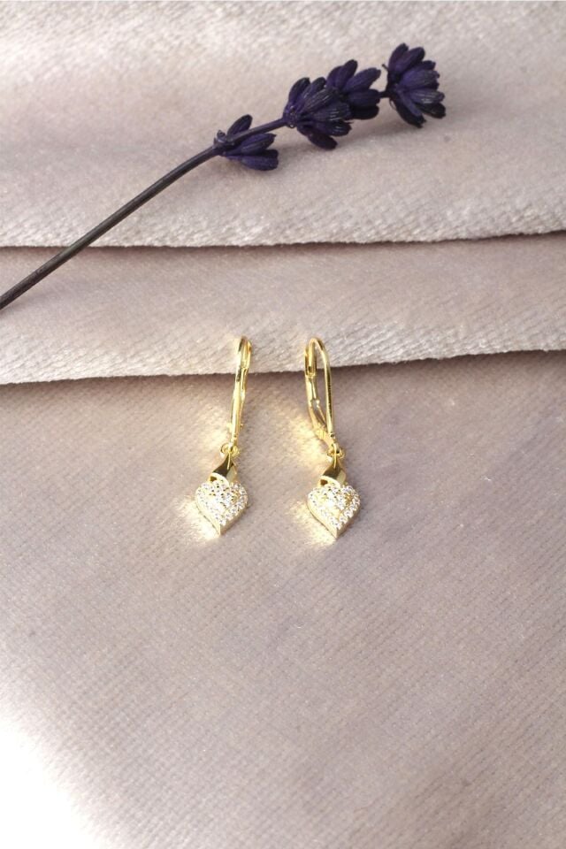 Zirkon Taşlı Damla Model  Halka 925 Ayar Gümüş Küpe