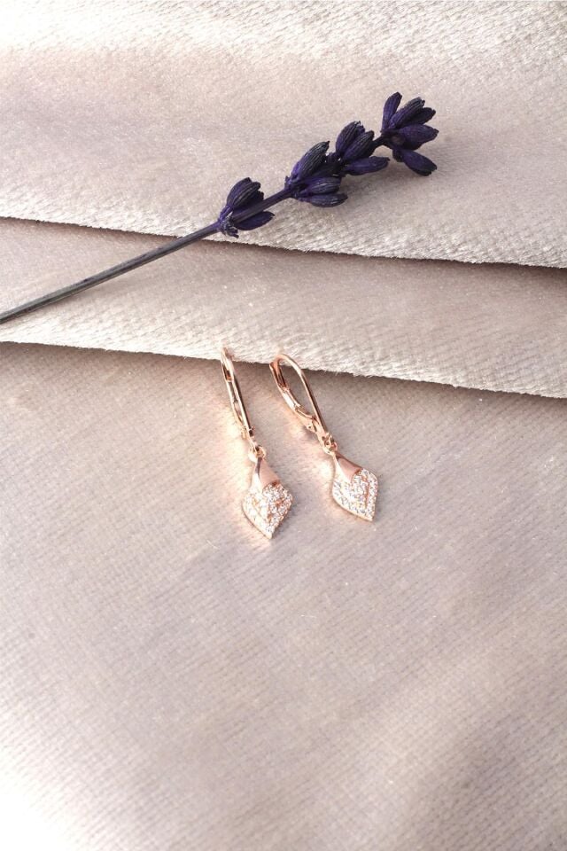 Zirkon Taşlı Damla Model  Halka 925 Ayar Gümüş Küpe