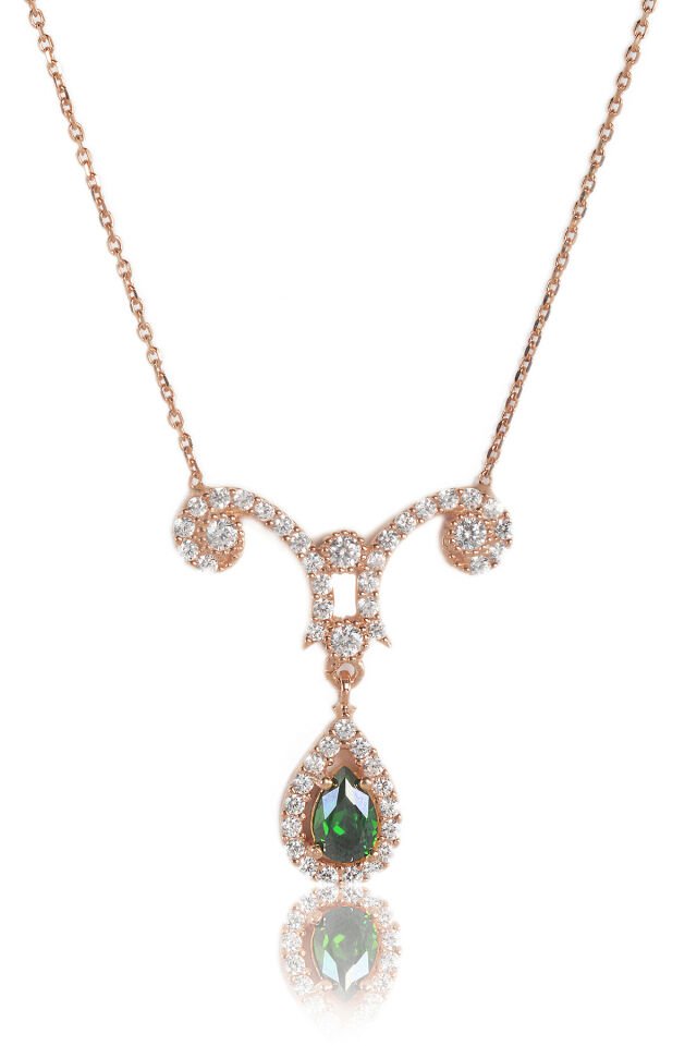 Zümrüt Damla Kolye - Rose KL-0198