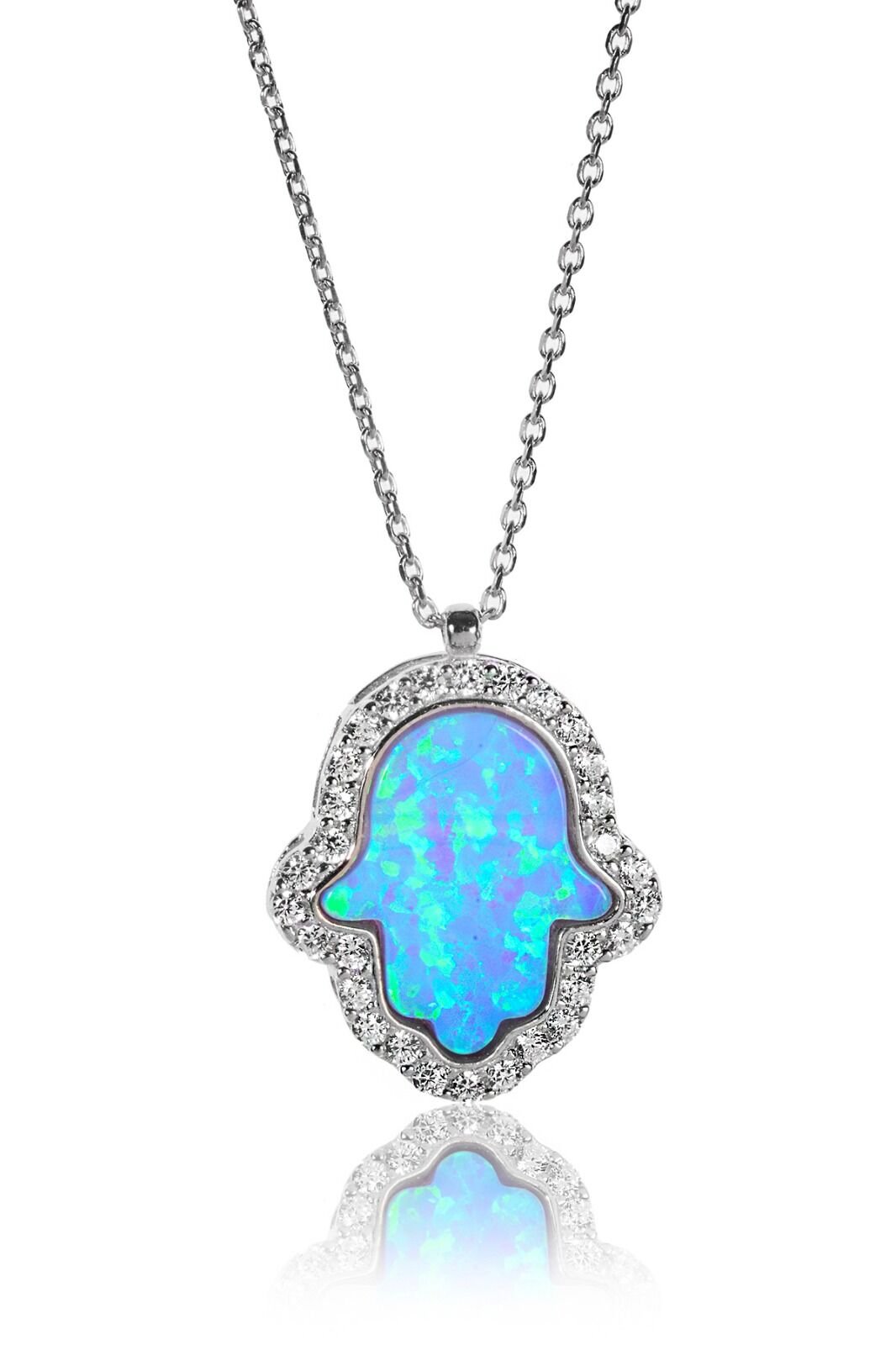 Opal Fatmanın Eli Kolye - Gümüş Rengi