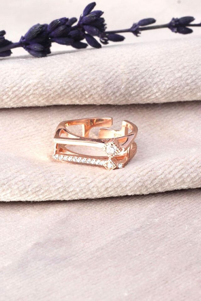 Ayarlanabilir Yüzük Zirkon Taşlı 925 Ayar Gümüş Yüzük