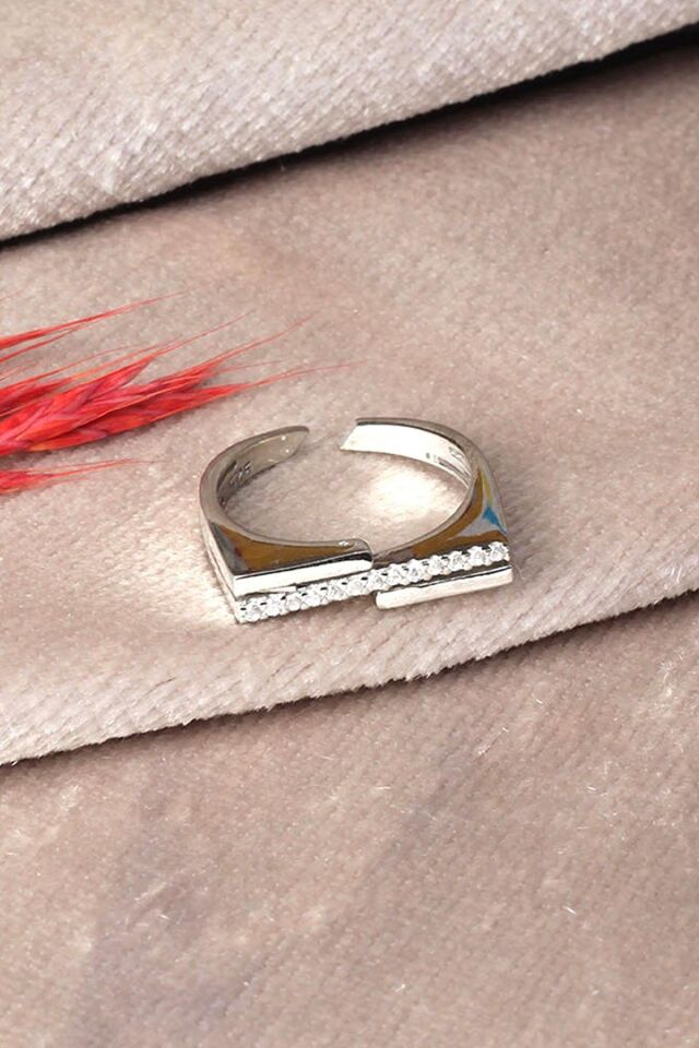 Ayarlanabilir Yüzük Zirkon Taşlı 925 Ayar Gümüş Yüzük YZ-0081