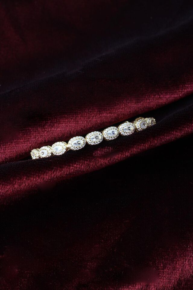 Su Yolu Bileklik Yuvarlak Beyaz 925 Ayar Zirkon Taşlı Gümüş Zincir Bileklik