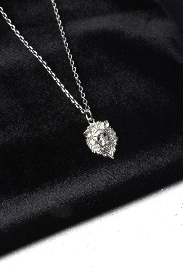 Erkek Aslan Figürlü Zincir 925 Ayar Gümüş Kolye