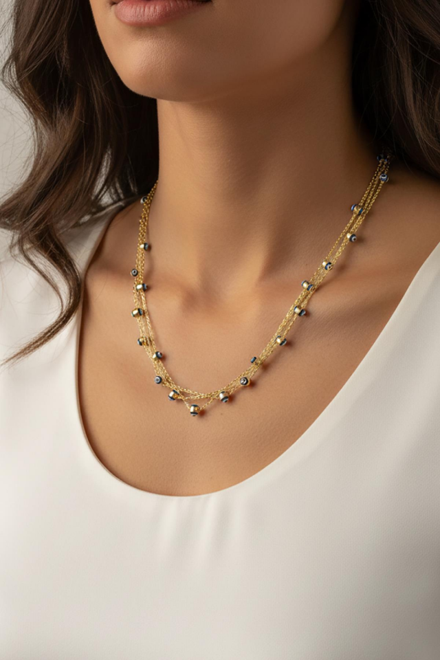 Nazar Boncuklu Kolye - Rose