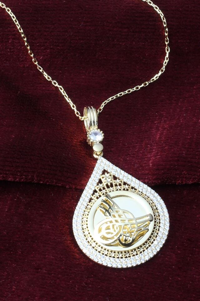 Turalı Kolye Zirkon Taşlı Silver Gümüş Zincir 925 Ayar Kolye
