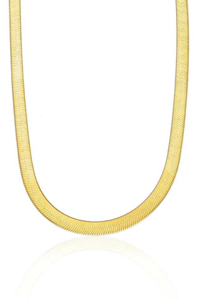 Sade Zeminli Kolye - Sarı Altın