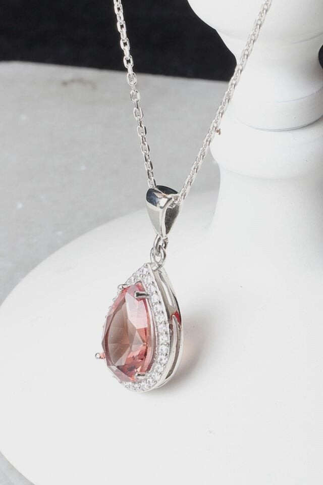 Damla Kolye Baget Zirkon Taşlı Sultanit 925 Ayar Gümüş Kolye