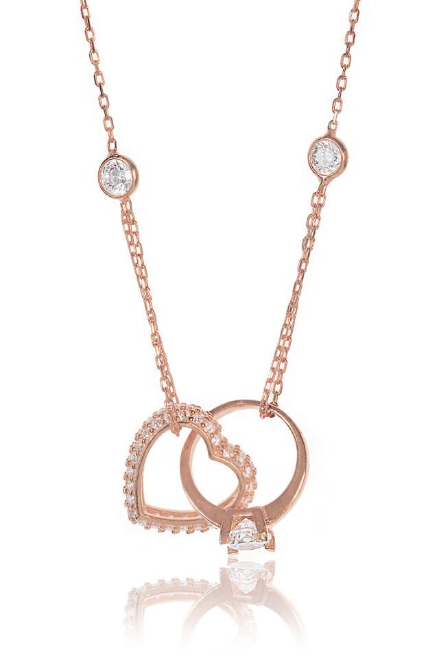 Kalpli Tektaşlı Kolye - Rose