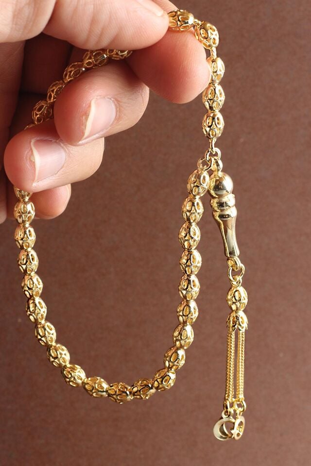 Tesbih Erkek 925 Ayar Beyaz Oval Bilek Boyu Silver Gümüş Tesbih