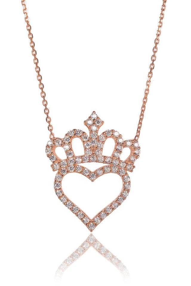 Beyaz Safirli Kral Tacı Kolye - Rose