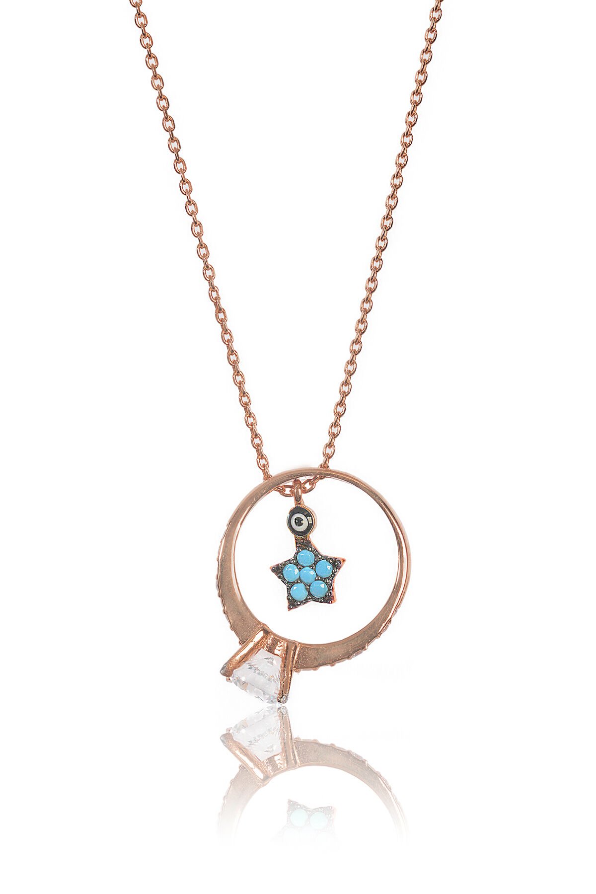 Yıldız Tek Taş Kolye - Rose