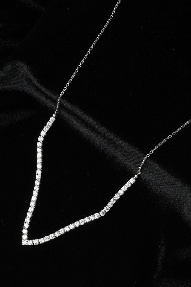 Su Yolu Kolye Yuvarlak Zirkon Taşlı Zincir Beyaz 925 Ayar Gümüş Kolye