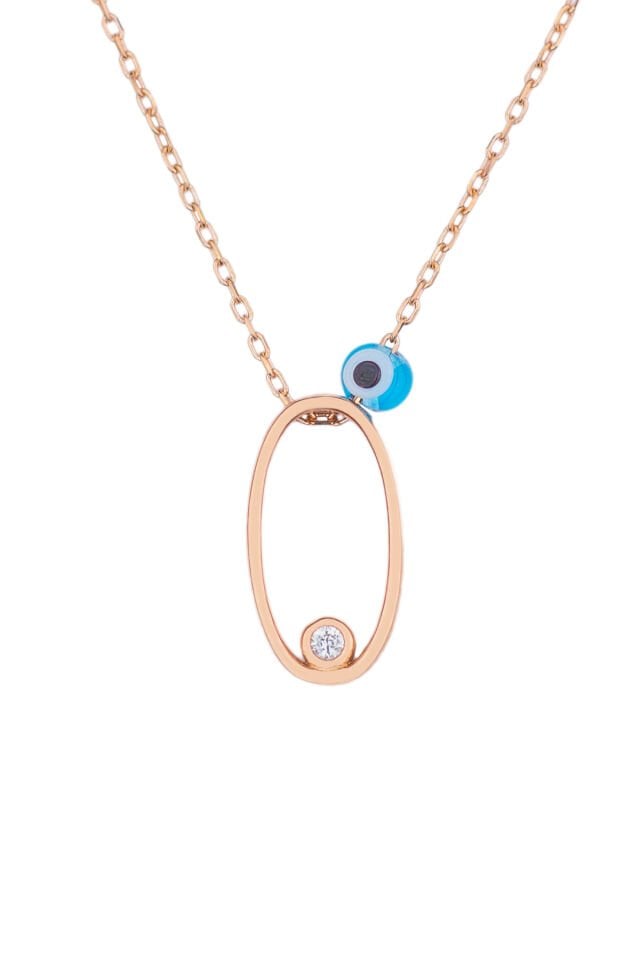 Harf Kolye 925 Ayar O Harfi Gümüş Kolye - Rose