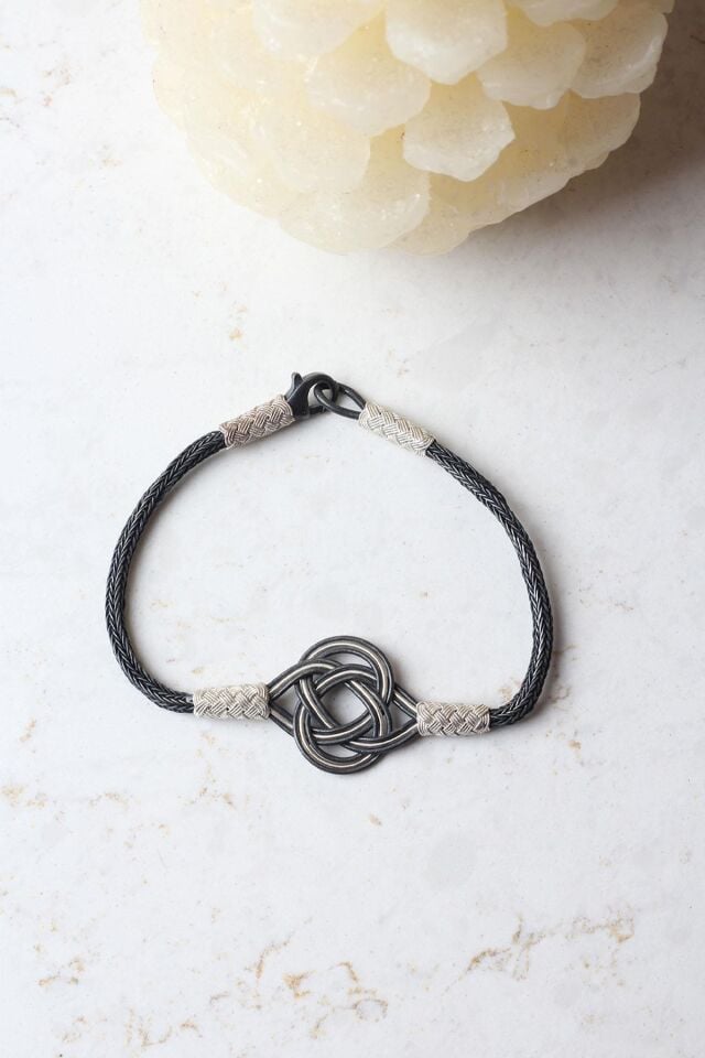 Kazaziye Bileklik Hasır El Örgü Yuvarlak Gümüş Zincir 925 Ayar Gümüş