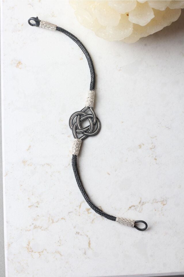 Kazaziye Bileklik Hasır El Örgü Yuvarlak Gümüş Zincir 925 Ayar Gümüş