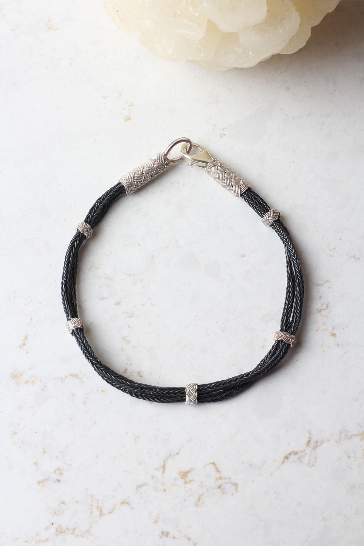 Kazaziye Bileklik Hasır El Örgü Yuvarlak Gümüş Zincir 925 Ayar Gümüş Bileklik