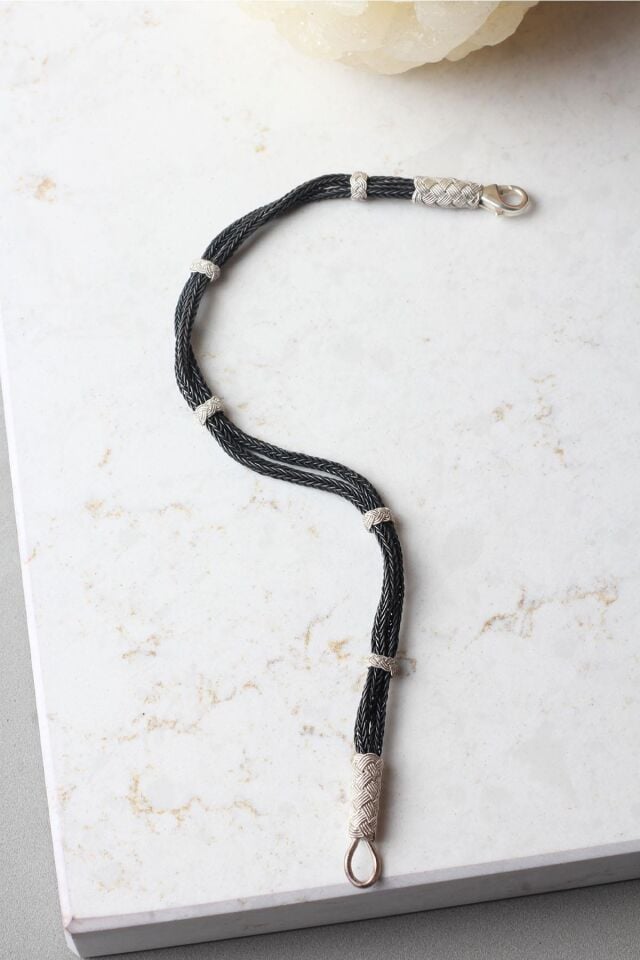 Kazaziye Bileklik Hasır El Örgü Yuvarlak Gümüş Zincir 925 Ayar Gümüş Bileklik