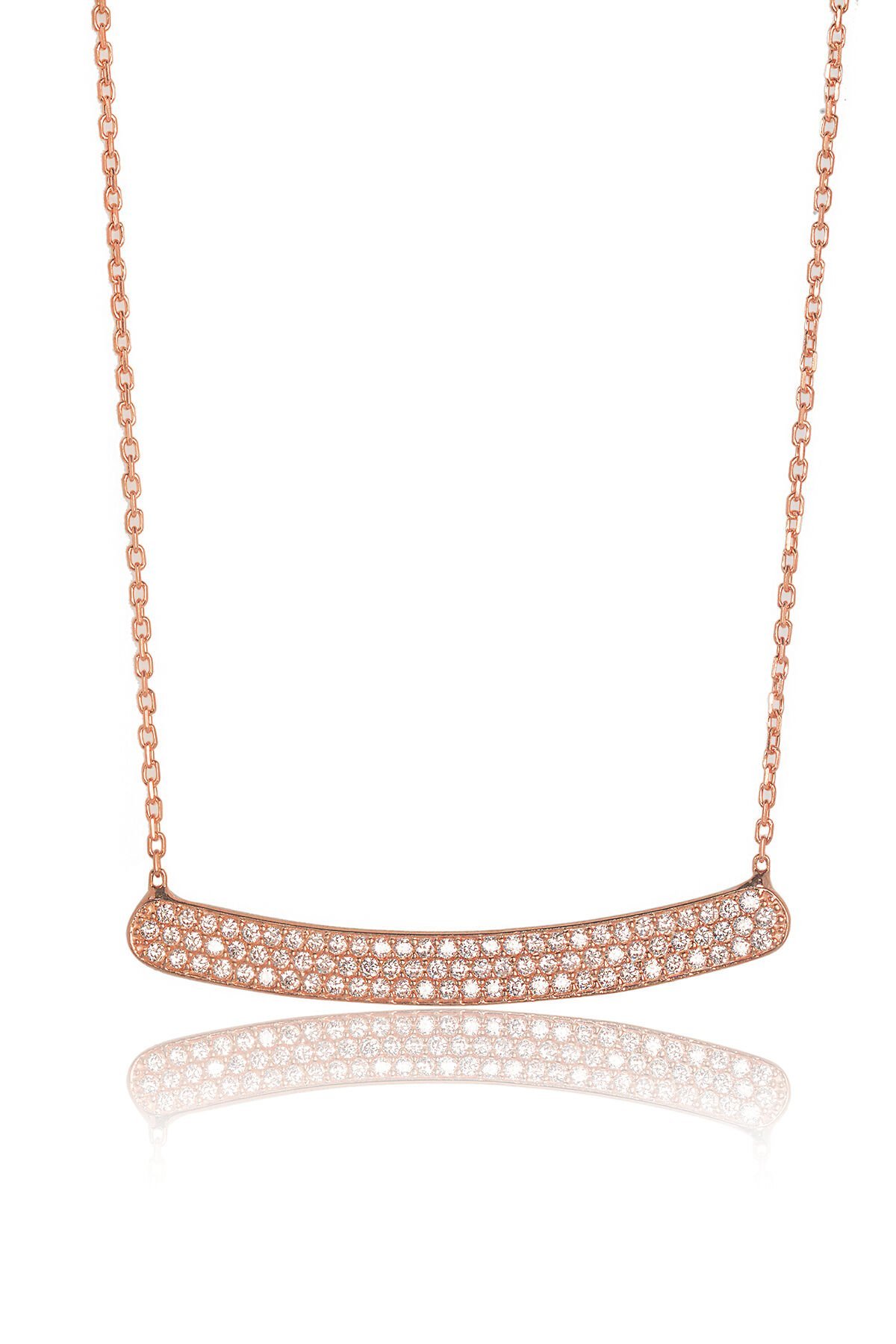 Beyaz Safirli Plaka Kolye - Rose