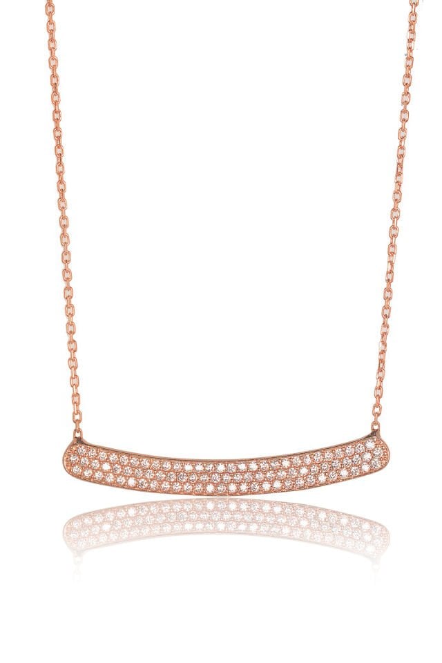 Beyaz Safirli Plaka Kolye - Rose