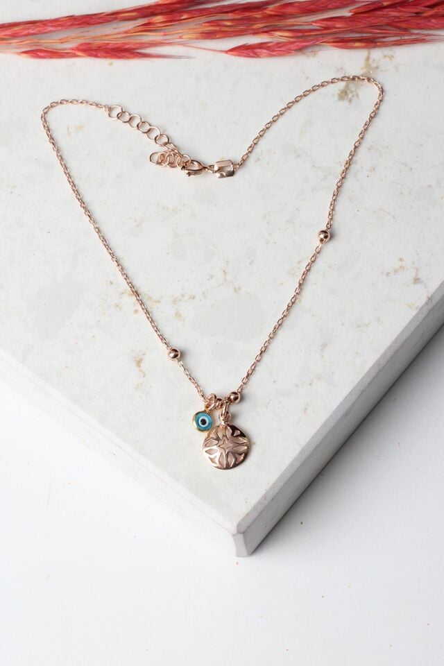 Halhal Kadın Silver Yuvarlak 925 Ayar Gümüş Nazar Boncuklu Halhal