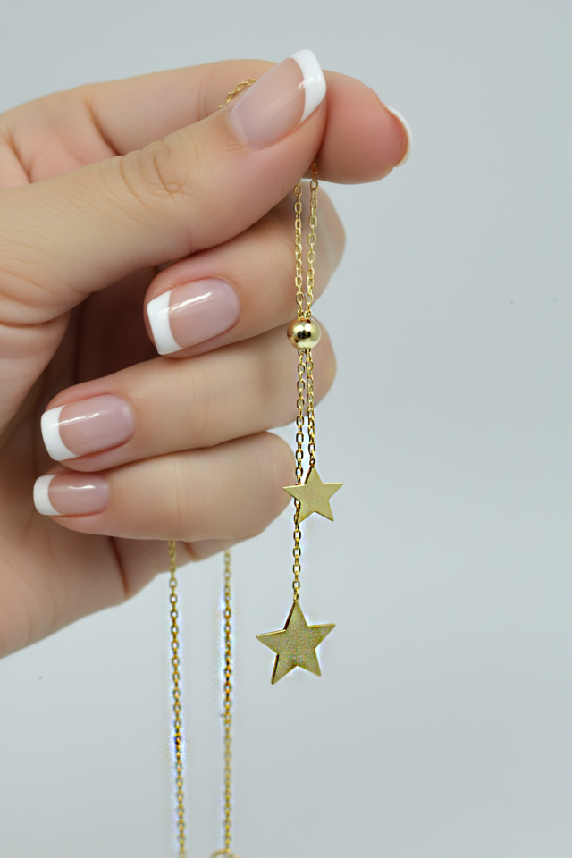 İkili Yıldız Kolye - Rose