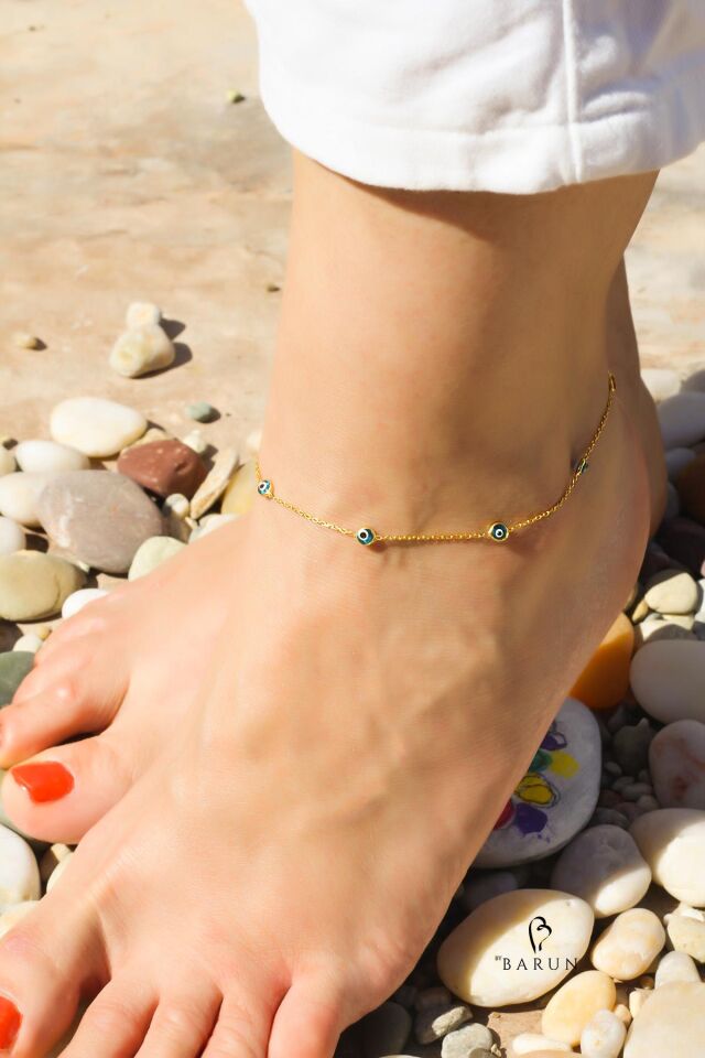 Halhal Kadın Silver Nazar Boncuklu 925 Ayar Gümüş Halhal