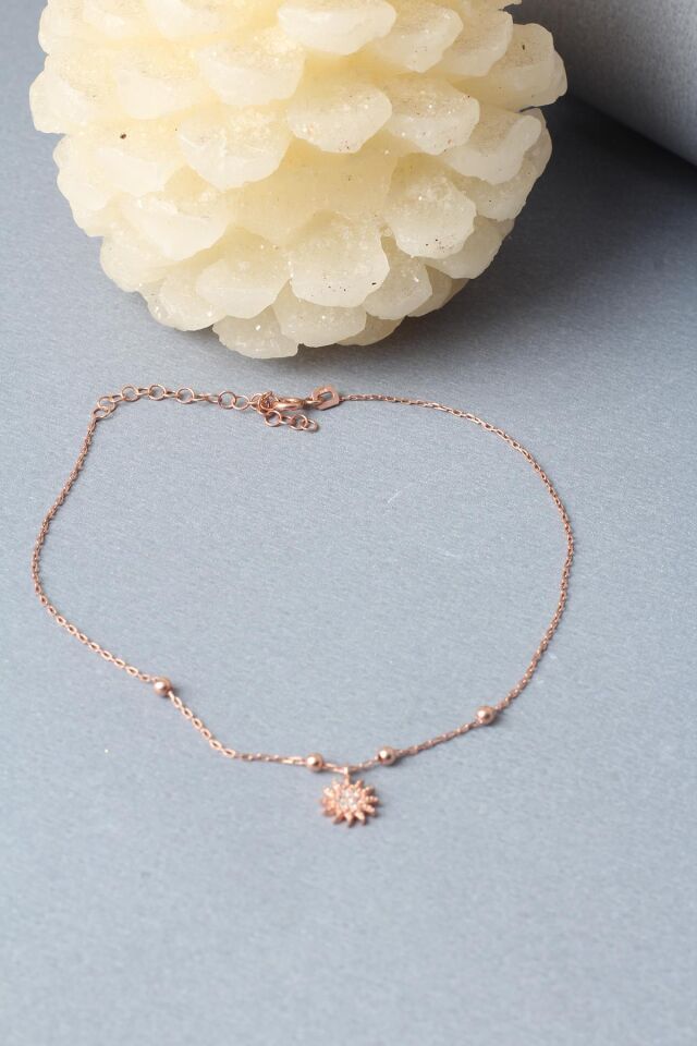 Halhal Kadın Güneş Zirkon Taşlı 925 Ayar Gümüş Halhal