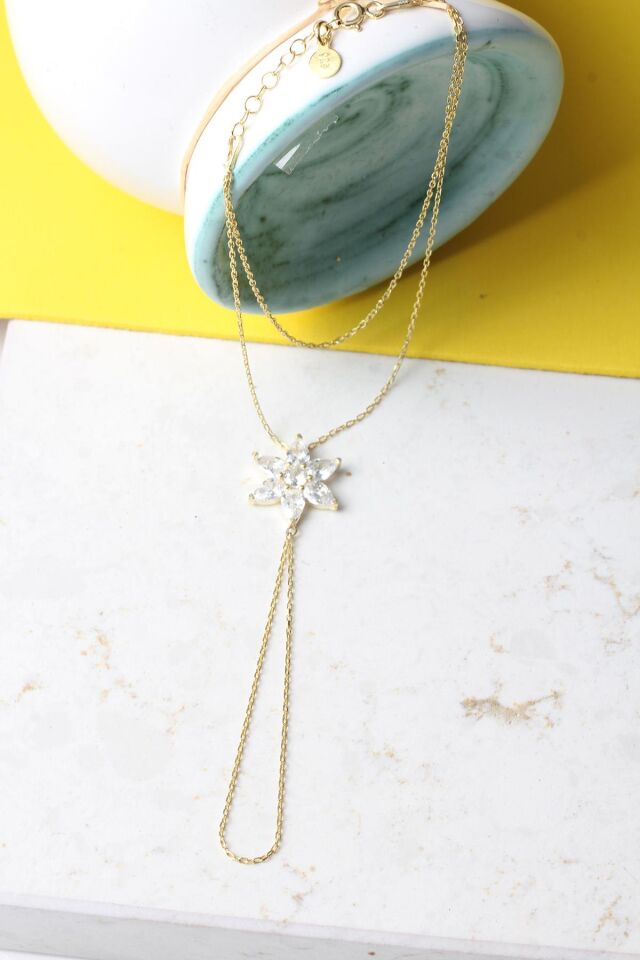 Şahmeran El Zinciri Yıldız Zirkon Taşlı Silver 925 Ayar Gümüş