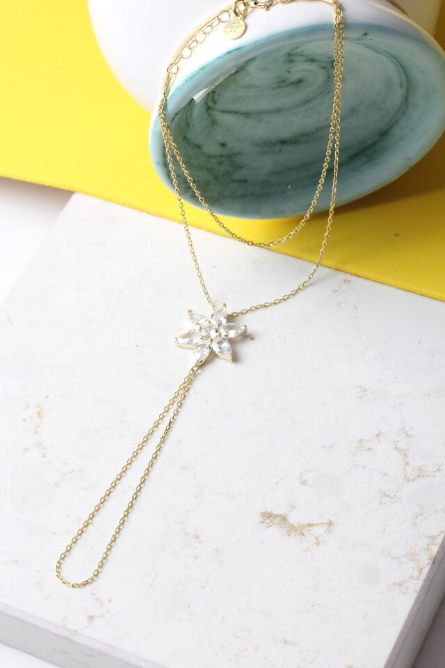 Şahmeran El Zinciri Yıldız Zirkon Taşlı Silver 925 Ayar Gümüş