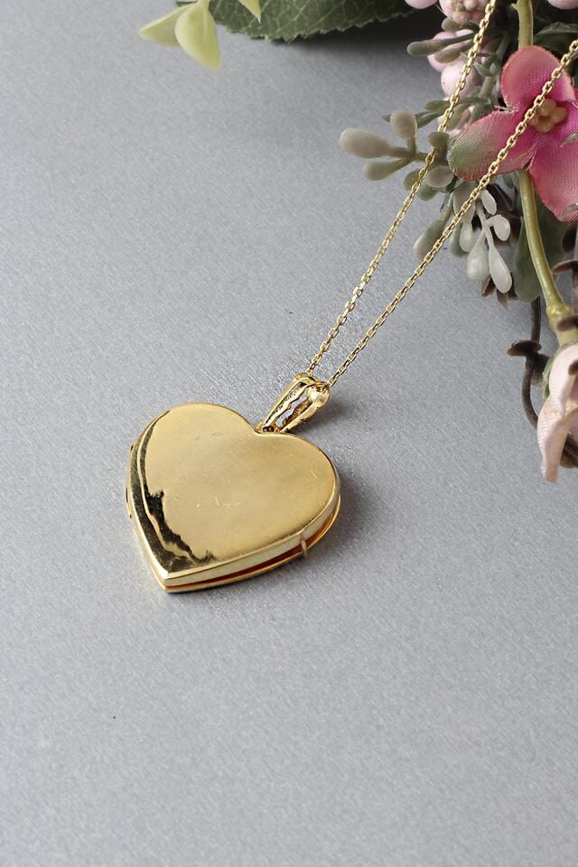 Resimlik Kolye Kalp Madalyon Zincir 925 Ayar Gümüş Kolye