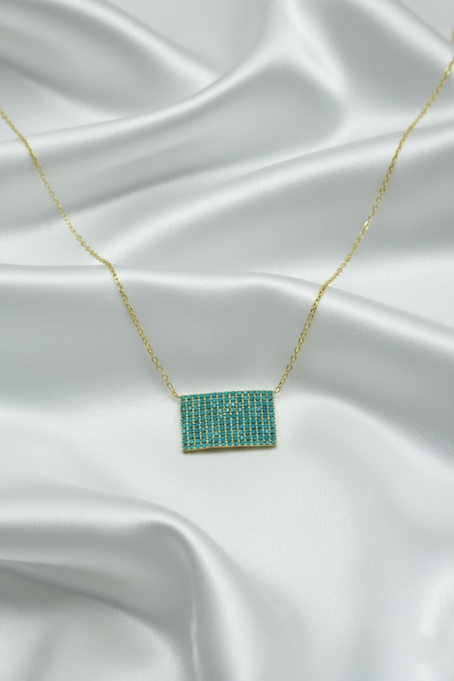 Firuzeli Plaka Kolye - Rose